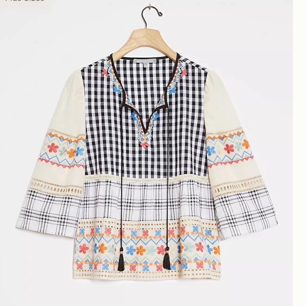Anthropologie Daniel Rainn Penelope Embroidered Top Size L